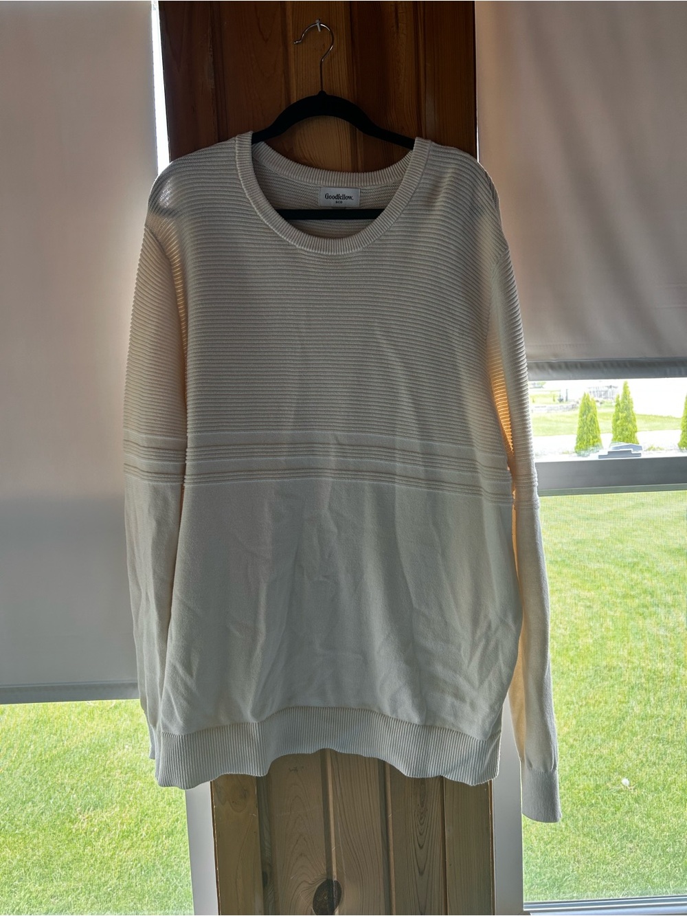 Goodfellow & Co Cream Crewneck Ribbed Knit Sweater